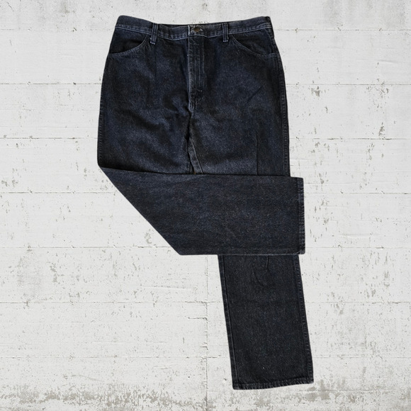 Vintage Rustler Washed Black High Waisted Classic Straight Jeans Size 34 x 30 - Picture 1 of 8